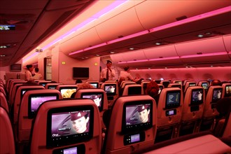 Seats with screens during the flight