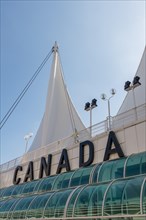 Canada logo on Canada Place building