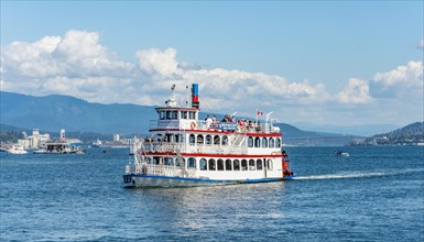 Historic paddle steamer as tourist boat
