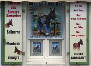 Signs at a souvenir shop, Ile de Ré