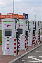 Charging stations for e-cars at a parking lot