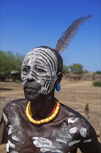 Man of the tribe of the Karo with face painting