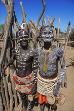 Old men of the tribe of the Karo with face painting