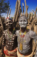 Old men of the tribe of the Karo with face painting
