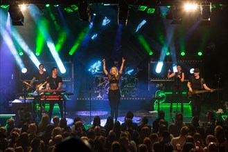 The German electro-pop and singer-songwriter band Glasperlenspiel with singer Carolin Niemczyk and keyboarder Daniel Grunenberg live at a single Swiss concert in the sold out Kofmehl in Solothurn