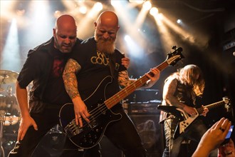 Andre Ellenberger singer and bassist Ralf Garcia from the Swiss metal band Piranha live in the Schuur Lucerne
