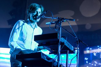 The French synth-pop band Air with guitarist Nicolas Godin and keyboarder Jean-Benoit Dunckel live at the Blue Balls Festival in Lucerne