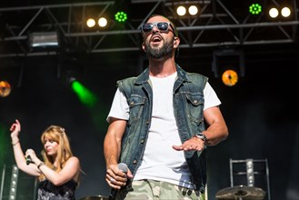 The swiss rapper and musician Marco Bliggensdorfer alias Bligg live at the 26th Heitere Open Air in Zofingen