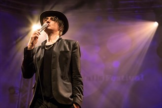 The British rock musician Peter Doherty live at the 25th Blue Balls Festival in Lucerne