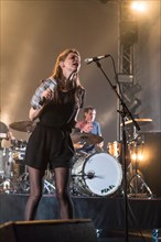 The music duo boy with Swiss singer Valeska Steinerund of the German musician Sonja Glass live at the 25th Blue Balls Festival in Lucerne