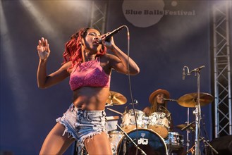 The American blues rock band Southern Avenue with singer Tierinii Jackson live at the 26th Blue Balls Festival in Lucerne