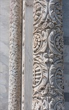 Marble columns at the main portal with floral motifs