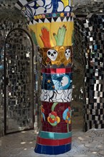 Colorful pillar at Giardino dei Tarocchi or Garden of the Tarot