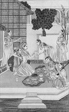 Noble Brahmin couple and their servants