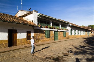 White Houses and Cobblestone Street