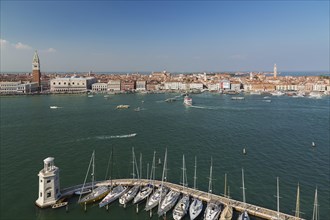 City view with lighthouse in marina on the Island of San Giorgio Maggiore