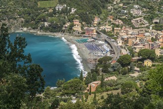 View from above to beach and village Levanto