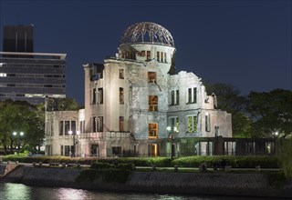 Atomic Bomb Dome at Hiroshima Peace Memorial by night