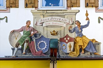 Bavarian mural painting on house facade