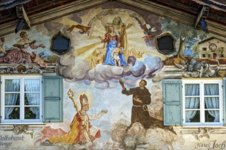 Bavarian mural painting on house facade of painter Heinrich Bickel