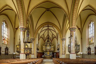 Interior of neo-Gothic parish church of the Assumption
