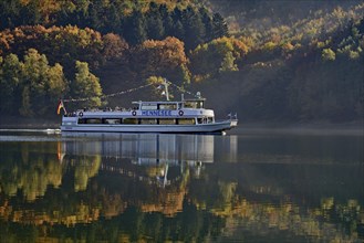 Excursion boat MS Hennesee in the morning haze
