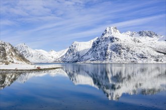 Mountains at Kilan are reflected in Fjord