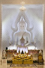 Buddha statues in the white prayer hall