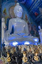 Blue illuminated Buddha in Wat Rong Seur Ten