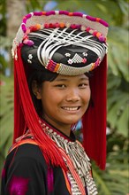 Lisu girl with traditional headdress and clothes