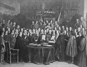 The swearing of the oath of ratification of the treaty of Munster in 1648