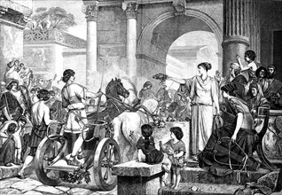 Entry of the winner of the chariot race in historical Rome