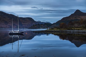 Sailboat with Loch Linnhe at blue hour