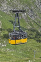 Yellow gondola of the Nebelhorn Cable Car