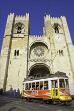 Lisbon cathedral and tram