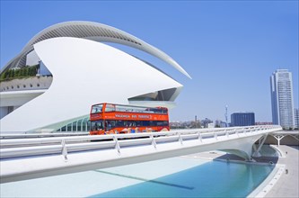Tourist bus passing by the City of Arts and Sciences