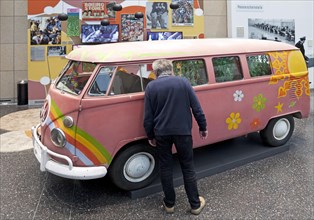 Hippie movement with painted VW bus