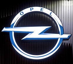 Opel logo at the goods distribution center of the Opel Group