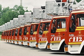 Fire engines lined up