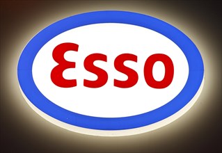 Illuminated logo of Esso