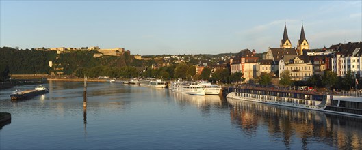 River Moselle with Ehrenbreitstein Fortress and Old Town at Evening Light