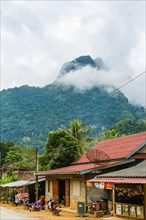 Karst mountains shrouded in clouds