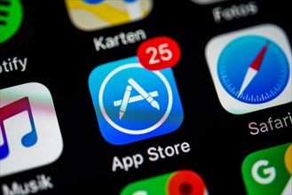 Smartphone screen with App Store and Safari app icons in detail
