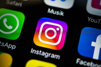Smartphone screen display with Instagram icon in detail