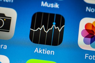 Smartphone screen displaying Aktien app