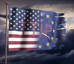 EU and USA Flag with TTIP writing