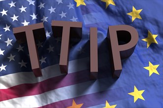 USA and EU Flag with TTIP writing
