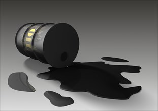 Lying Oil barrel with spilled oil