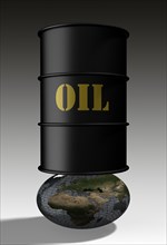 Oil barrel on deformed globe