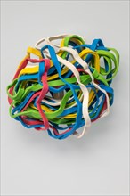 Colored rubber bands in a ball